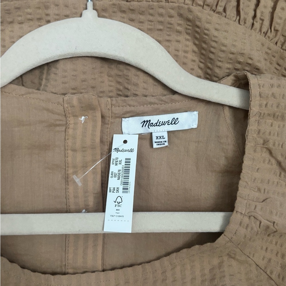 Madewell NWT Seersucker Puff Sleeve Cut Out Mini Dress XXL - Picture 9 of 11